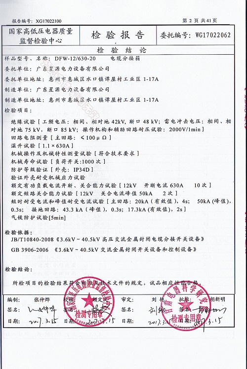 广东星源电力检验报告DFW(图2)